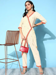 Off-white Crepe Printed Jumpsuit-AHJSCRPG-951-FF