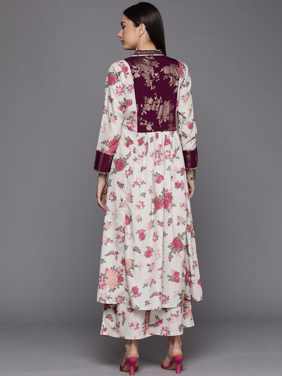 Beige Digital Printed Kurta Palazzo Set | Kurta Palazzo Set