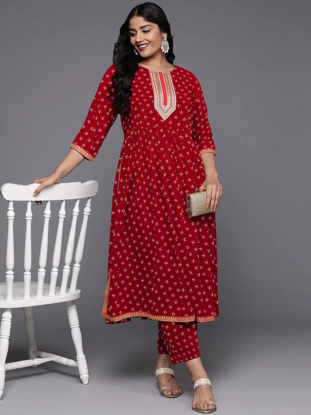 Floral Printed Kurta Set | Women's Indian Kurta Sets Online - Style 1