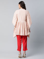 Off White Crepe Printed Kaftan Pant Set-AHKFPN-COMBO-439