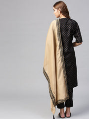 Black Poly Silk Printed Kurta Pant With Dupatta-AHKUDUPN-Combo-97