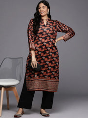 Women Floral Printed Gotta Patti Velvet Kurta-AP-AHKUVLDP-1111