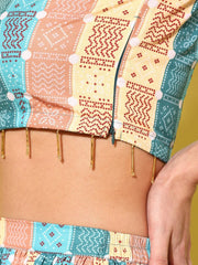 Printed Flared Maxi Skirt-AHSKCRDP-15037