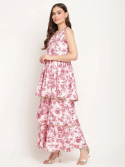 Women's White Rayon Digital Floral Print Sharara Set with Dupatta-AHKUDUSH-COMBO-398-FF