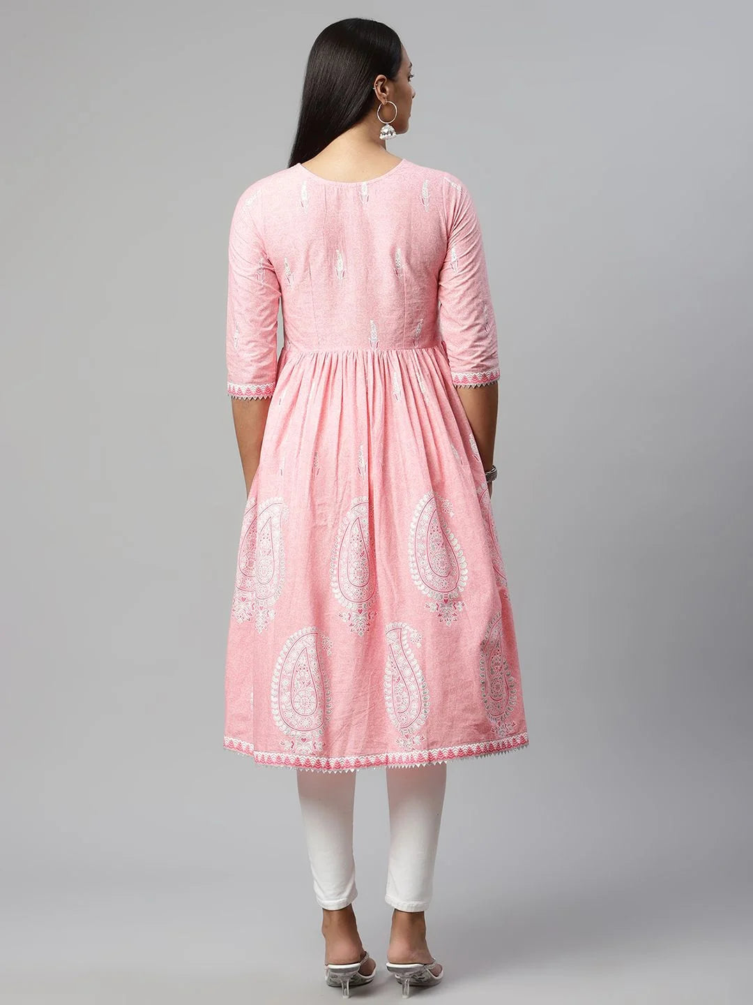 Buy Pink Printed Cotton Indian Kurta - Stylish Kurtis Online