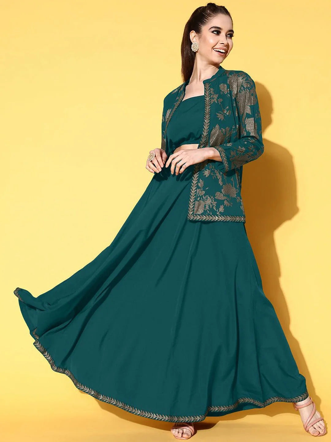 Printed Top, Jacket & Skirt: Women's Party Wear Lehenga