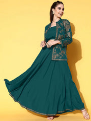 Printed Top & Jacket With Skirt-AHBLSKJK-COMBO-1005